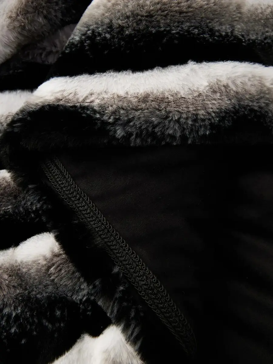 Gorski Striped Faux-Fur Throw Blanket | Thumbnail 4 Gorski Striped Faux-Fur Throw Blanket | Thumbnail 4
