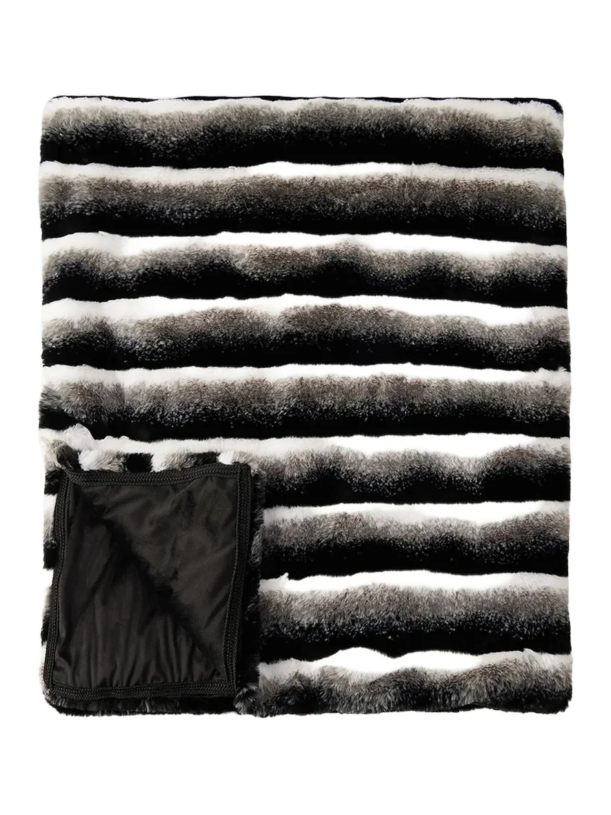 Lyla Grant Striped Faux-Fur Throw Blanket