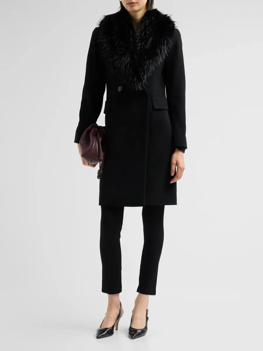 Fleurette Women's Sage Faux-Fur Collar Coat | Thumbnail 2 Fleurette Women's Sage Faux-Fur Collar Coat | Thumbnail 2