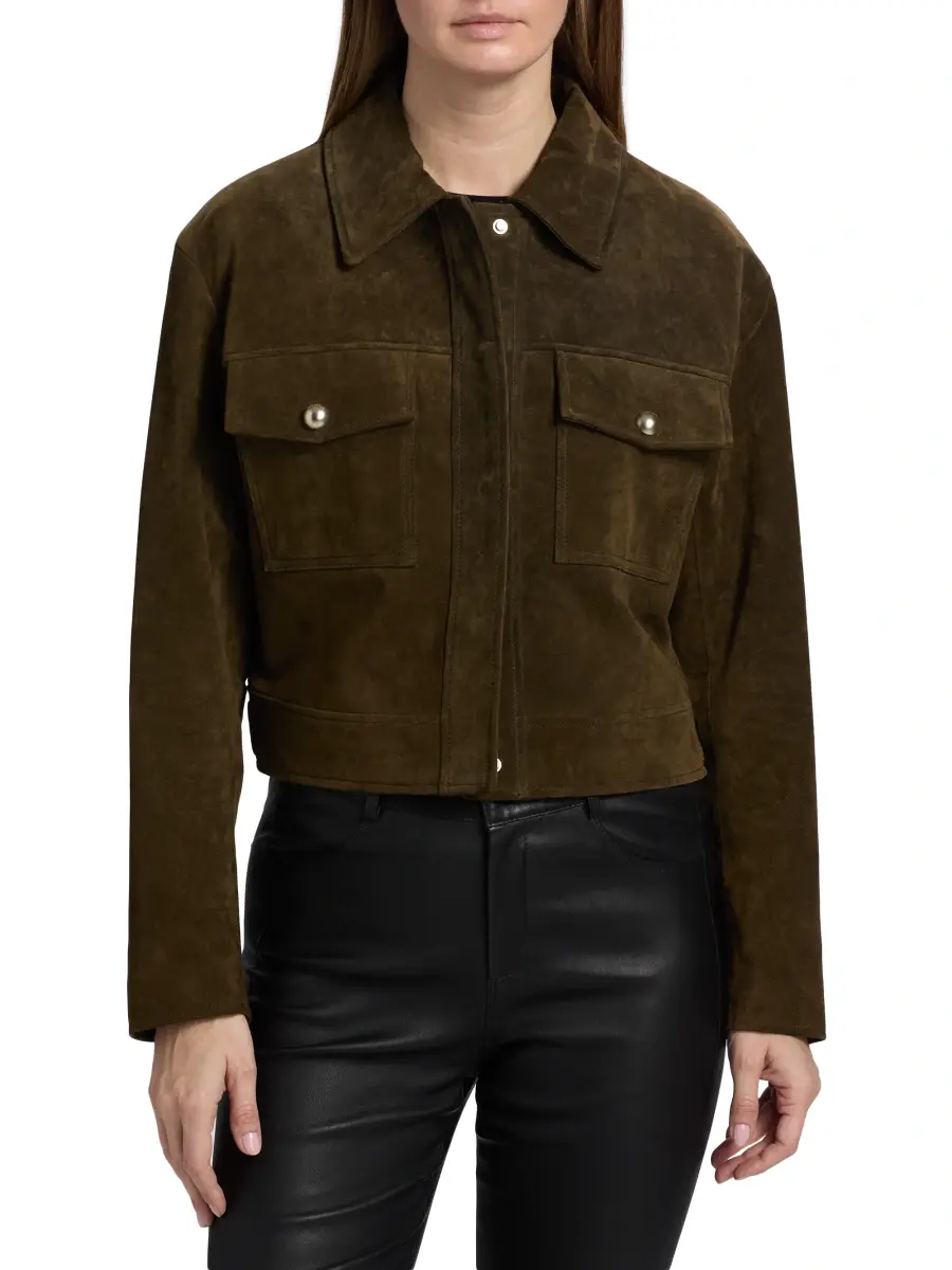 LAMARQUE Women's Merida Suede Trucker Jacket | Thumbnail 3