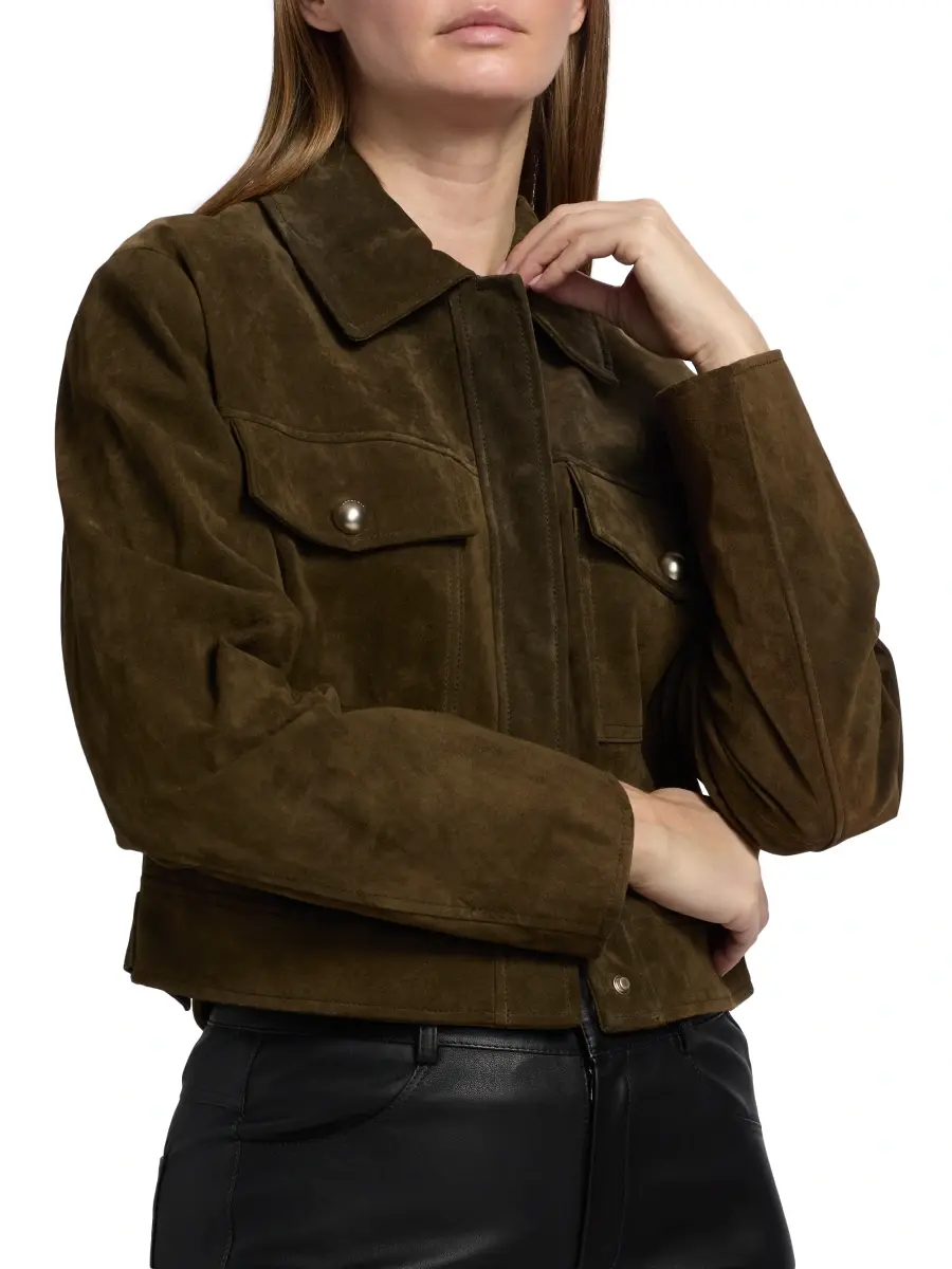 LAMARQUE Women's Merida Suede Trucker Jacket | Thumbnail 6