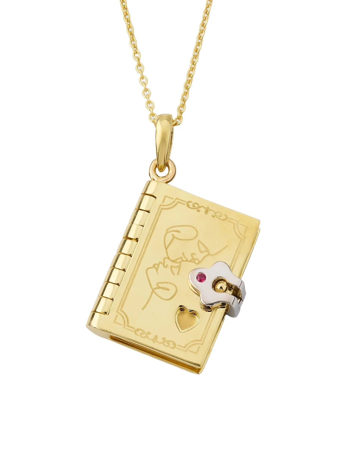 Roberto Coin Women's Tiny Treasurers 18K Yellow Gold & Ruby Love Story Pendant Necklace