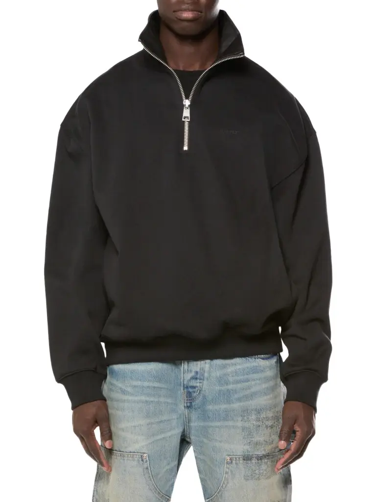 Purple Brand Men's Medium-Weight Cotton Fleece Half-Zip Sweatshirt