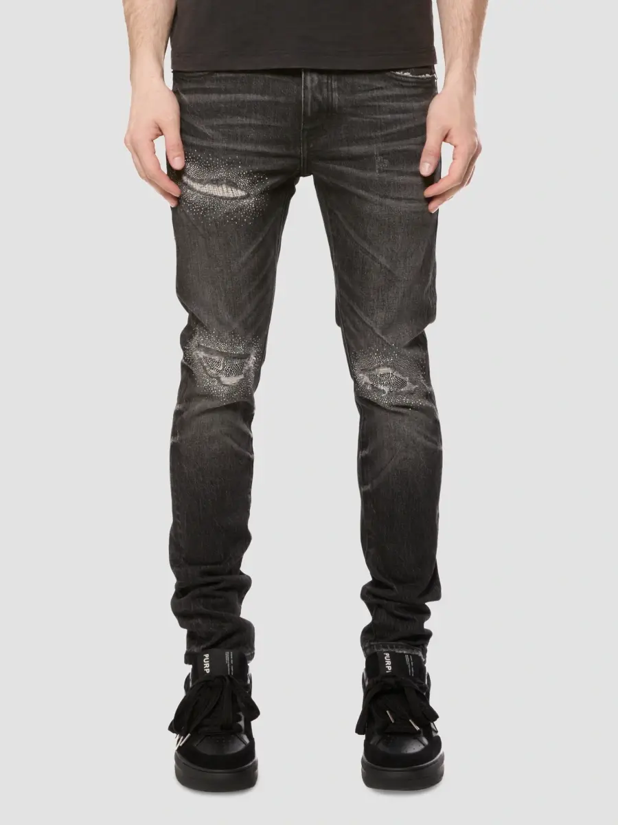 Purple Brand Men's Destroy Embellished Stacked Skinny Jeans | Thumbnail 2 Purple Brand Men's Destroy Embellished Stacked Skinny Jeans | Thumbnail 2