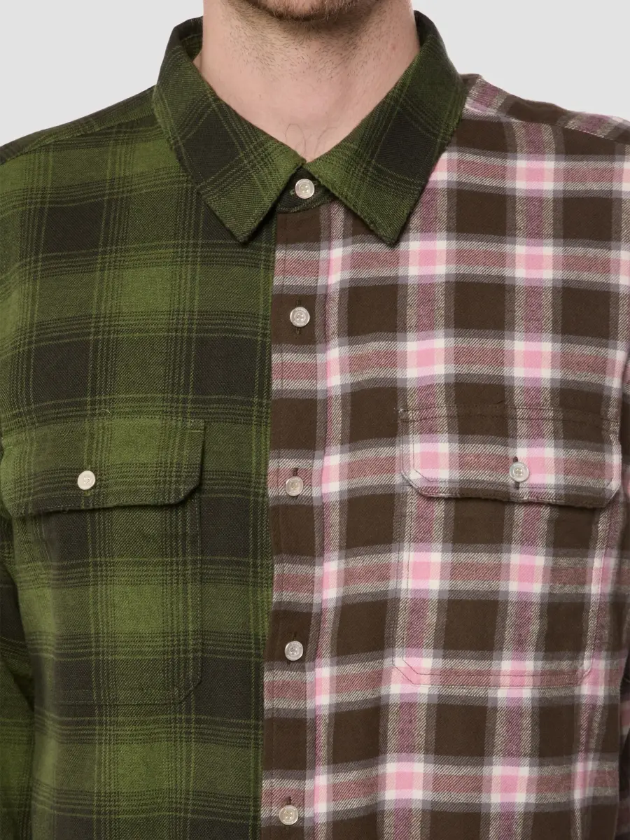 Purple Brand Men's Plaid Spliced Cropped Shirt | Thumbnail 3 Purple Brand Men's Plaid Spliced Cropped Shirt | Thumbnail 3