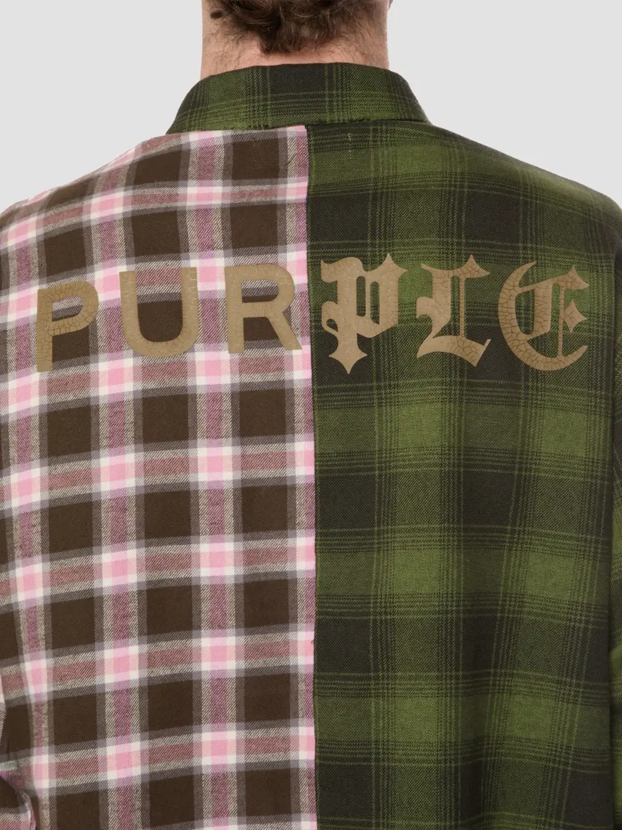Purple Brand Men's Plaid Spliced Cropped Shirt | Thumbnail 4 Purple Brand Men's Plaid Spliced Cropped Shirt | Thumbnail 4