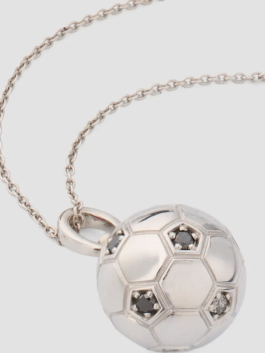 Roberto Coin Women's Tiny Treasurers 18K White Gold & 0.18 TCW Black Diamond Soccer Ball Pendant Necklace | Thumbnail 2 Roberto Coin Women's Tiny Treasurers 18K White Gold & 0.18 TCW Black Diamond Soccer Ball Pendant Necklace | Thumbnail 2