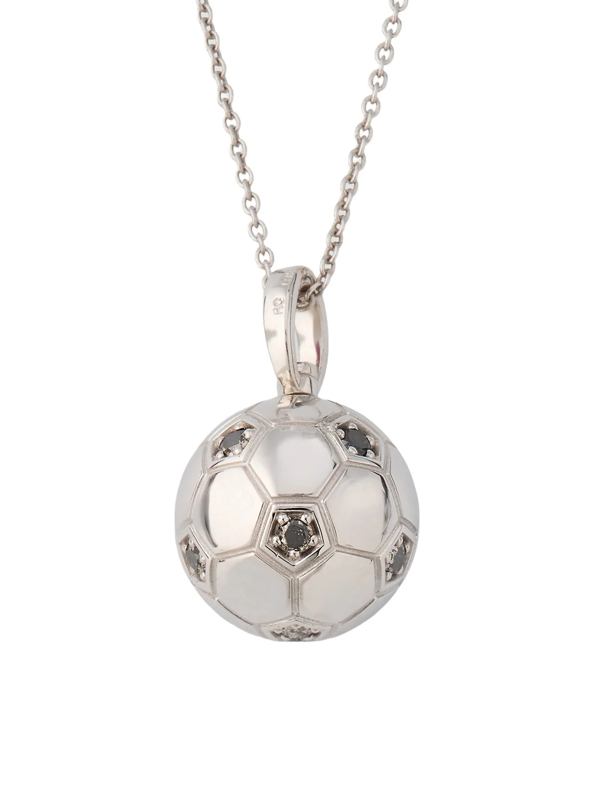 Roberto Coin Women's Tiny Treasurers 18K White Gold & 0.18 TCW Black Diamond Soccer Ball Pendant Necklace