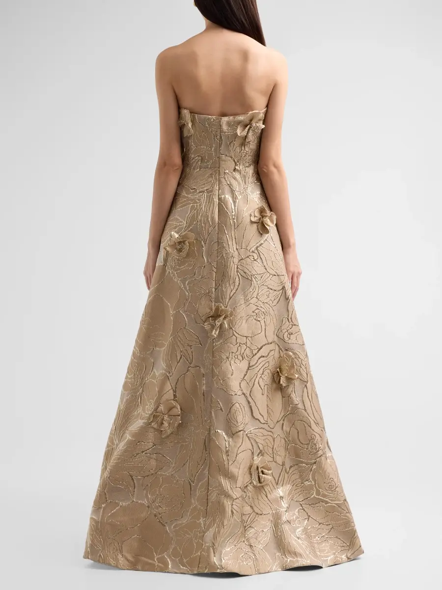 Rene Ruiz Collection Women's Floral Appliqué Jacquard Fit-&-Flare Gown | Thumbnail 3 Rene Ruiz Collection Women's Floral Appliqué Jacquard Fit-&-Flare Gown | Thumbnail 3