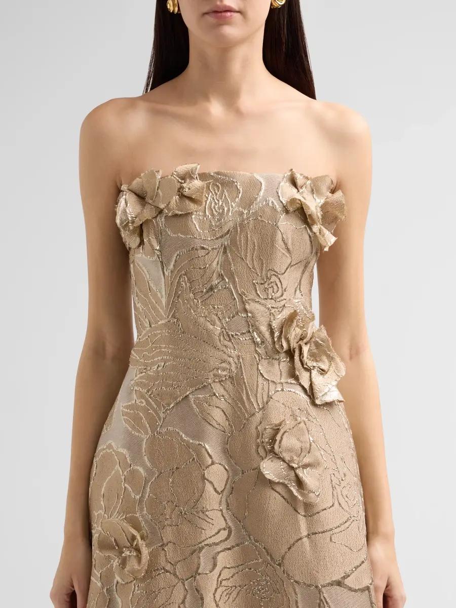 Rene Ruiz Collection Women's Floral Appliqué Jacquard Fit-&-Flare Gown | Thumbnail 5 Rene Ruiz Collection Women's Floral Appliqué Jacquard Fit-&-Flare Gown | Thumbnail 5