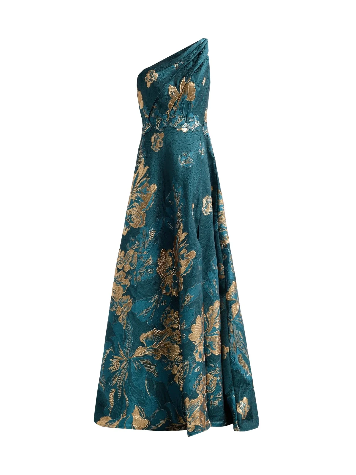 Women's Metallic Floral Jacquard One-Shoulder Gown Women's Metallic Floral Jacquard One-Shoulder Gown