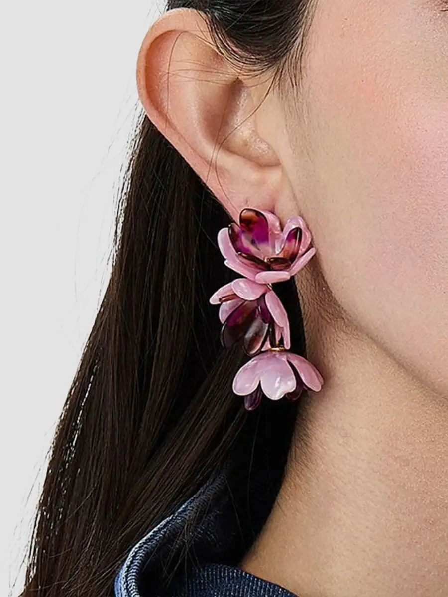 Lele Sadoughi Women's Wildberry Mini Rose Drop Earrings | Thumbnail 2 Lele Sadoughi Women's Wildberry Mini Rose Drop Earrings | Thumbnail 2