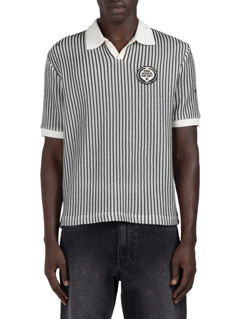 Honor The Gift Men's Striped Knit Polo Shirt