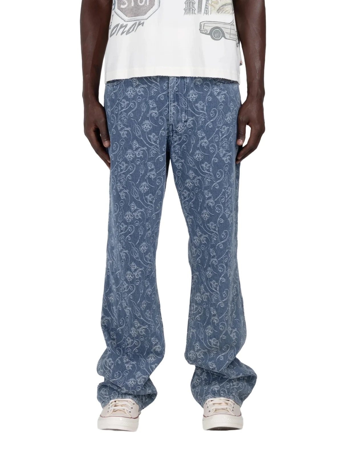 Honor The Gift Men's Floral Jacquard Relaxed-Fit Jeans