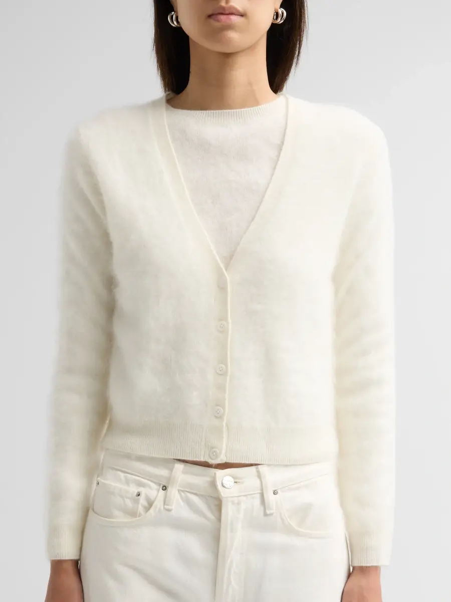 Sofia Cashmere Women's Private Label Brushed Cashmere Crop Cardigan | Thumbnail 5 Sofia Cashmere Women's Private Label Brushed Cashmere Crop Cardigan | Thumbnail 5