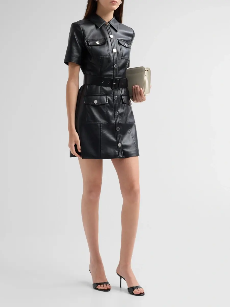 Toccin Women's Lydia Faux Leather Mini Dress | Thumbnail 4 Toccin Women's Lydia Faux Leather Mini Dress | Thumbnail 4