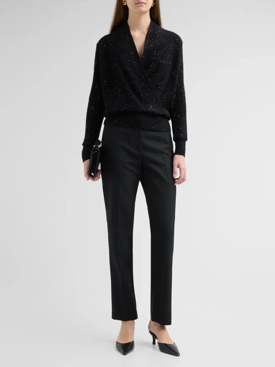 Sofia Cashmere Women's Private Label Cashmere Sequined Faux-Wrap Sweater | Thumbnail 2 Sofia Cashmere Women's Private Label Cashmere Sequined Faux-Wrap Sweater | Thumbnail 2
