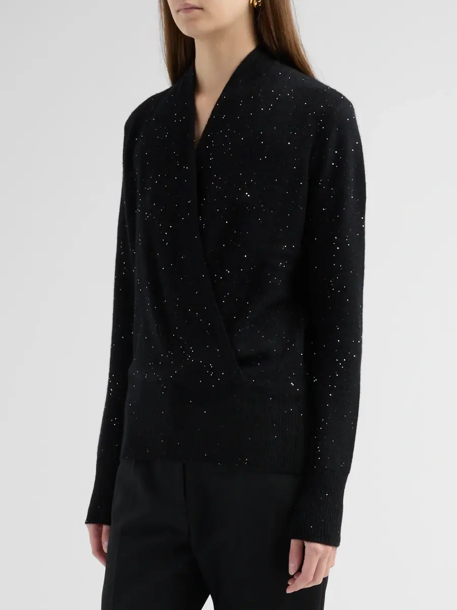 Sofia Cashmere Women's Private Label Cashmere Sequined Faux-Wrap Sweater | Thumbnail 4 Sofia Cashmere Women's Private Label Cashmere Sequined Faux-Wrap Sweater | Thumbnail 4