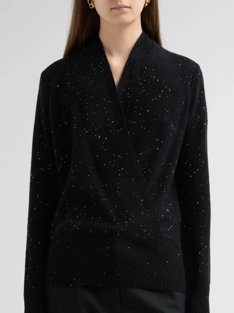 Sofia Cashmere Women's Private Label Cashmere Sequined Faux-Wrap Sweater | Thumbnail 5 Sofia Cashmere Women's Private Label Cashmere Sequined Faux-Wrap Sweater | Thumbnail 5
