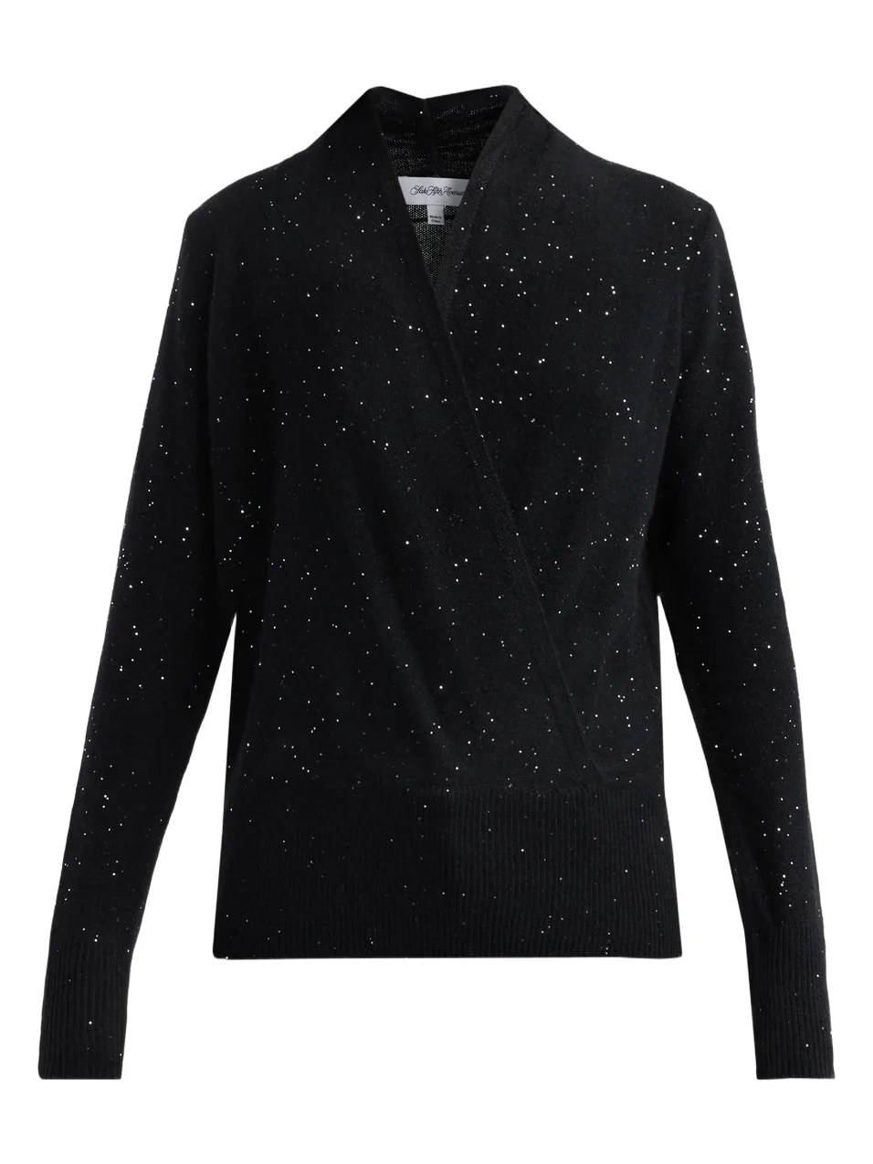 Women's Private Label Cashmere Sequined Faux-Wrap Sweater