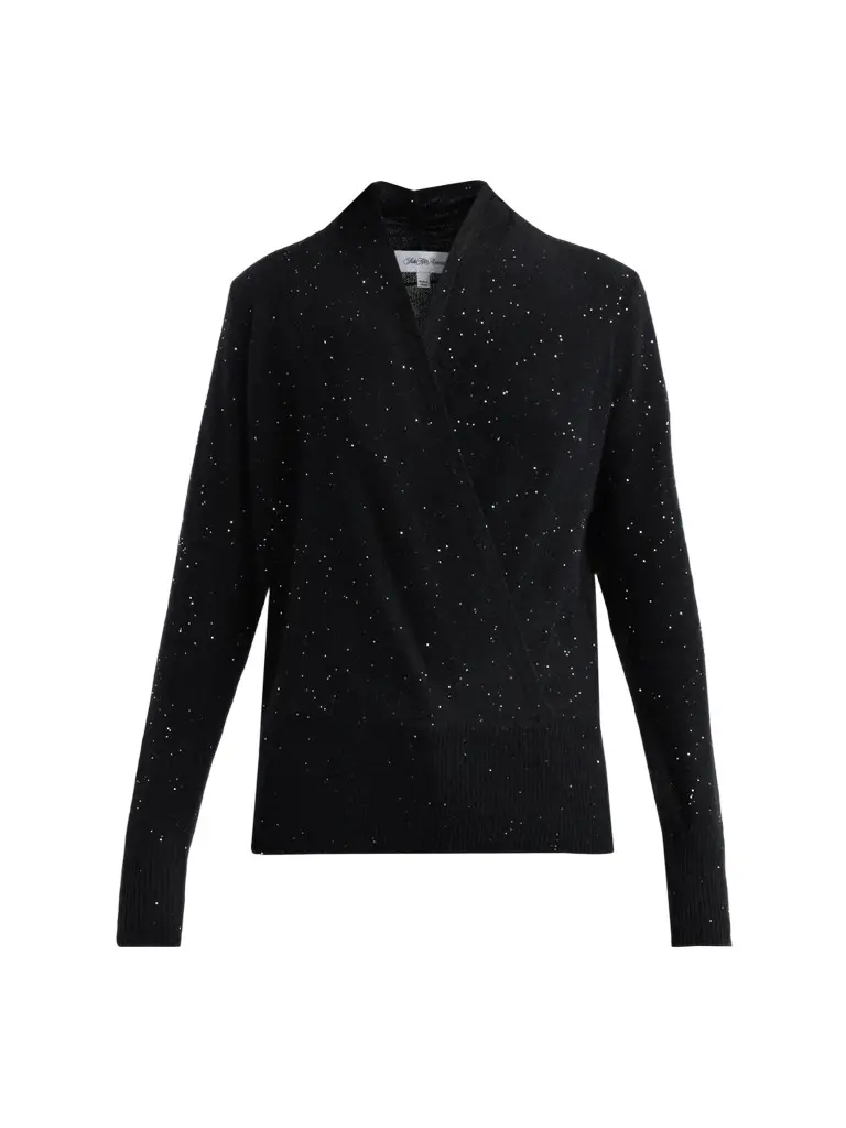 Women's Private Label Cashmere Sequined Faux-Wrap Sweater Women's Private Label Cashmere Sequined Faux-Wrap Sweater