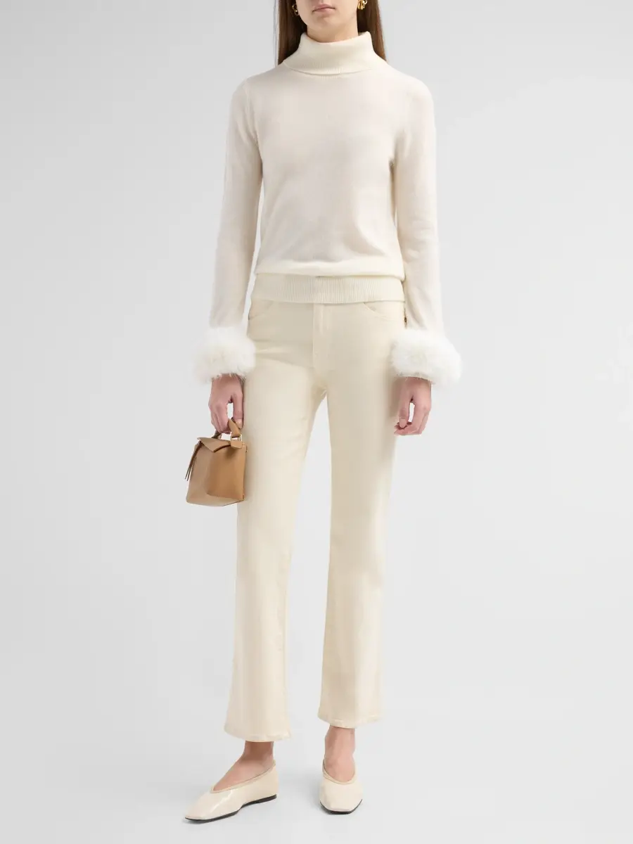 Sofia Cashmere Women's Private Label Turtleneck Faux-Feather-Cuff Cashmere Sweater | Thumbnail 2 Sofia Cashmere Women's Private Label Turtleneck Faux-Feather-Cuff Cashmere Sweater | Thumbnail 2