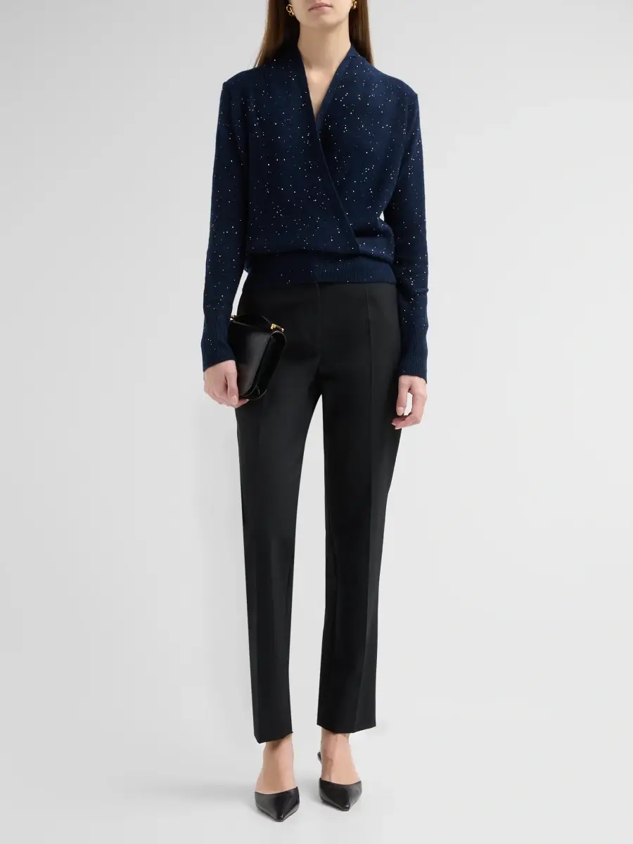 Sofia Cashmere Women's Private Label Cashmere Sequined Faux-Wrap Sweater | Thumbnail 2 Sofia Cashmere Women's Private Label Cashmere Sequined Faux-Wrap Sweater | Thumbnail 2