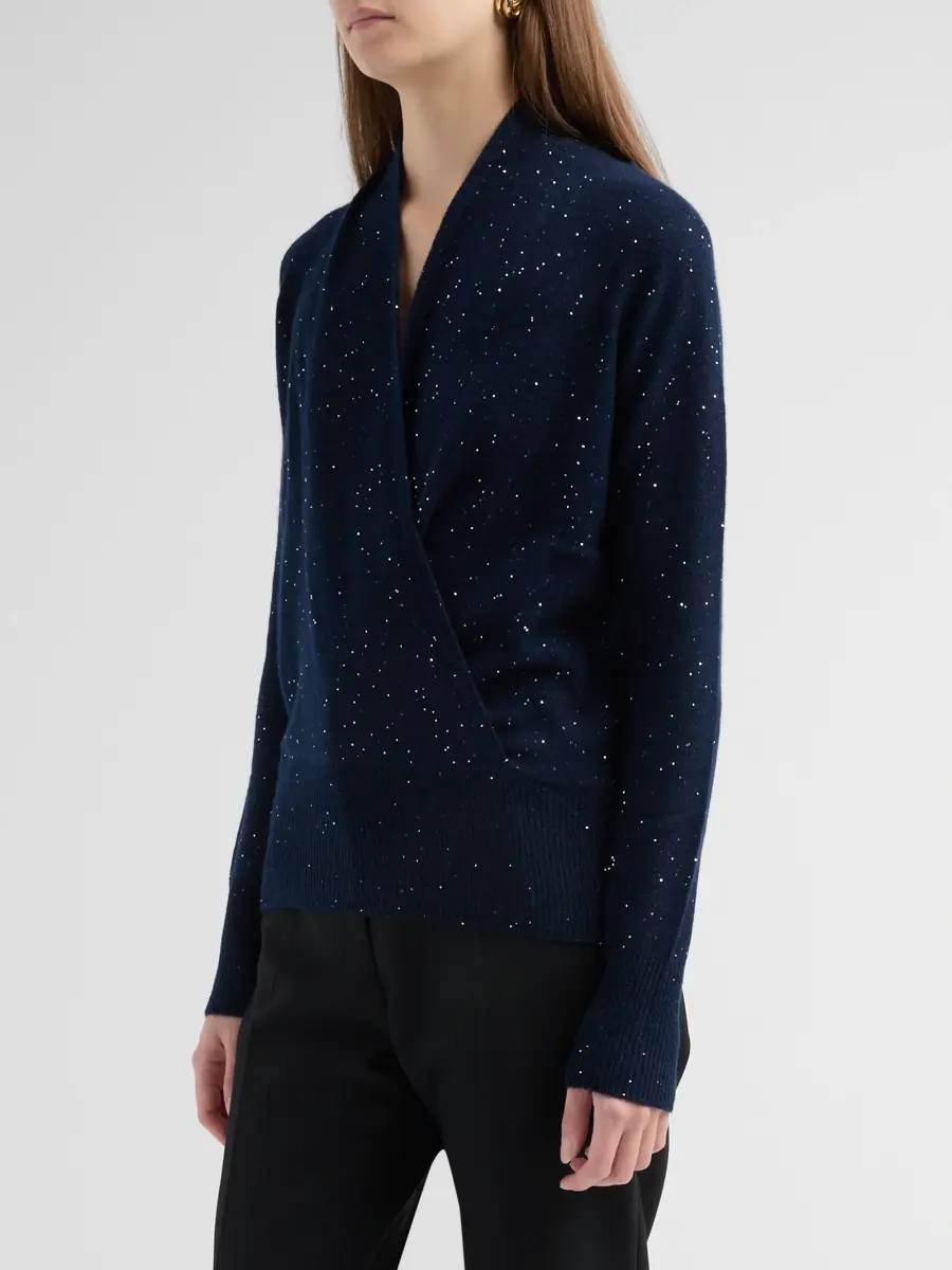 Sofia Cashmere Women's Private Label Cashmere Sequined Faux-Wrap Sweater | Thumbnail 4 Sofia Cashmere Women's Private Label Cashmere Sequined Faux-Wrap Sweater | Thumbnail 4