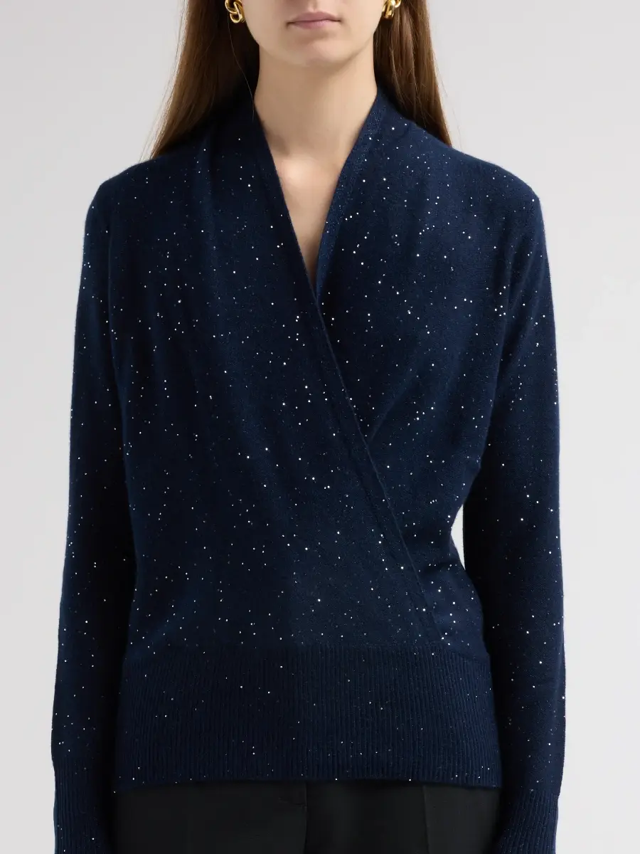 Sofia Cashmere Women's Private Label Cashmere Sequined Faux-Wrap Sweater | Thumbnail 5 Sofia Cashmere Women's Private Label Cashmere Sequined Faux-Wrap Sweater | Thumbnail 5
