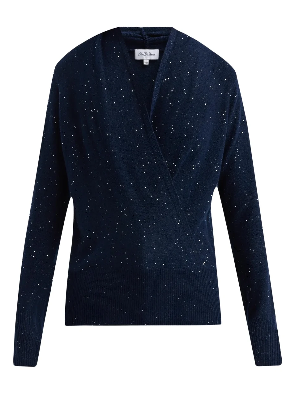 Women's Private Label Cashmere Sequined Faux-Wrap Sweater