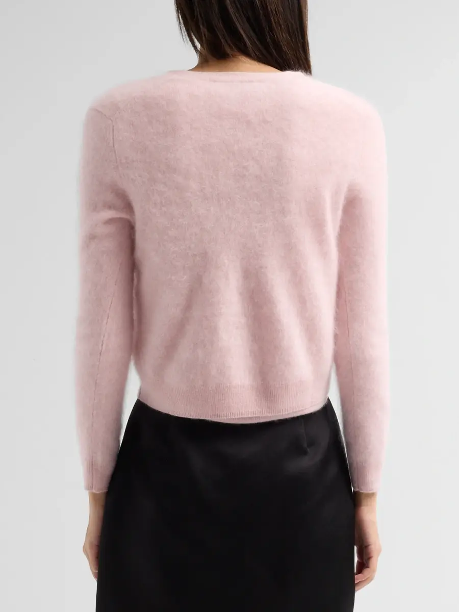Sofia Cashmere Women's Private Label Brushed Cashmere Crop Cardigan | Thumbnail 3