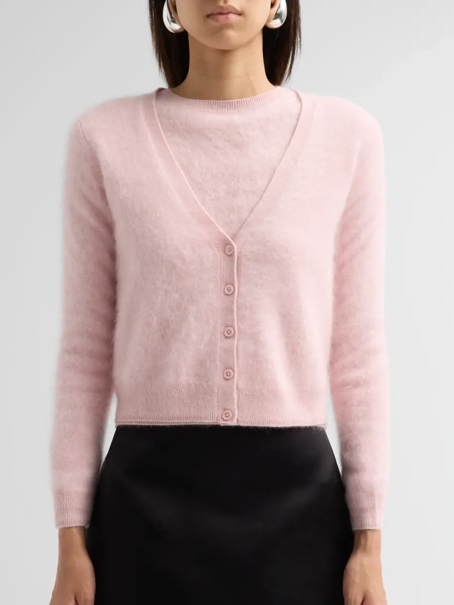 Sofia Cashmere Women's Private Label Brushed Cashmere Crop Cardigan | Thumbnail 5