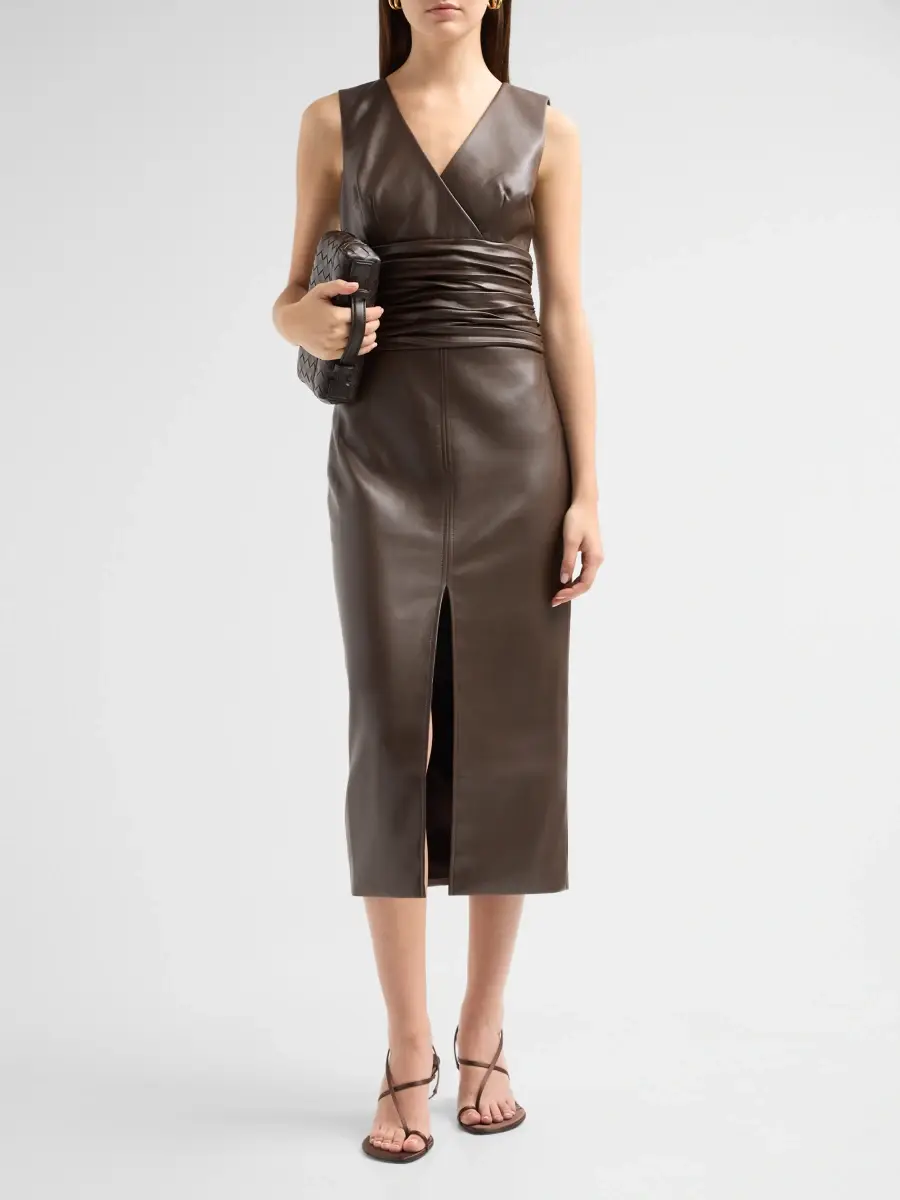 Toccin Women's Fabiana V-Neck Ruched Midi Dress | Thumbnail 2 Toccin Women's Fabiana V-Neck Ruched Midi Dress | Thumbnail 2