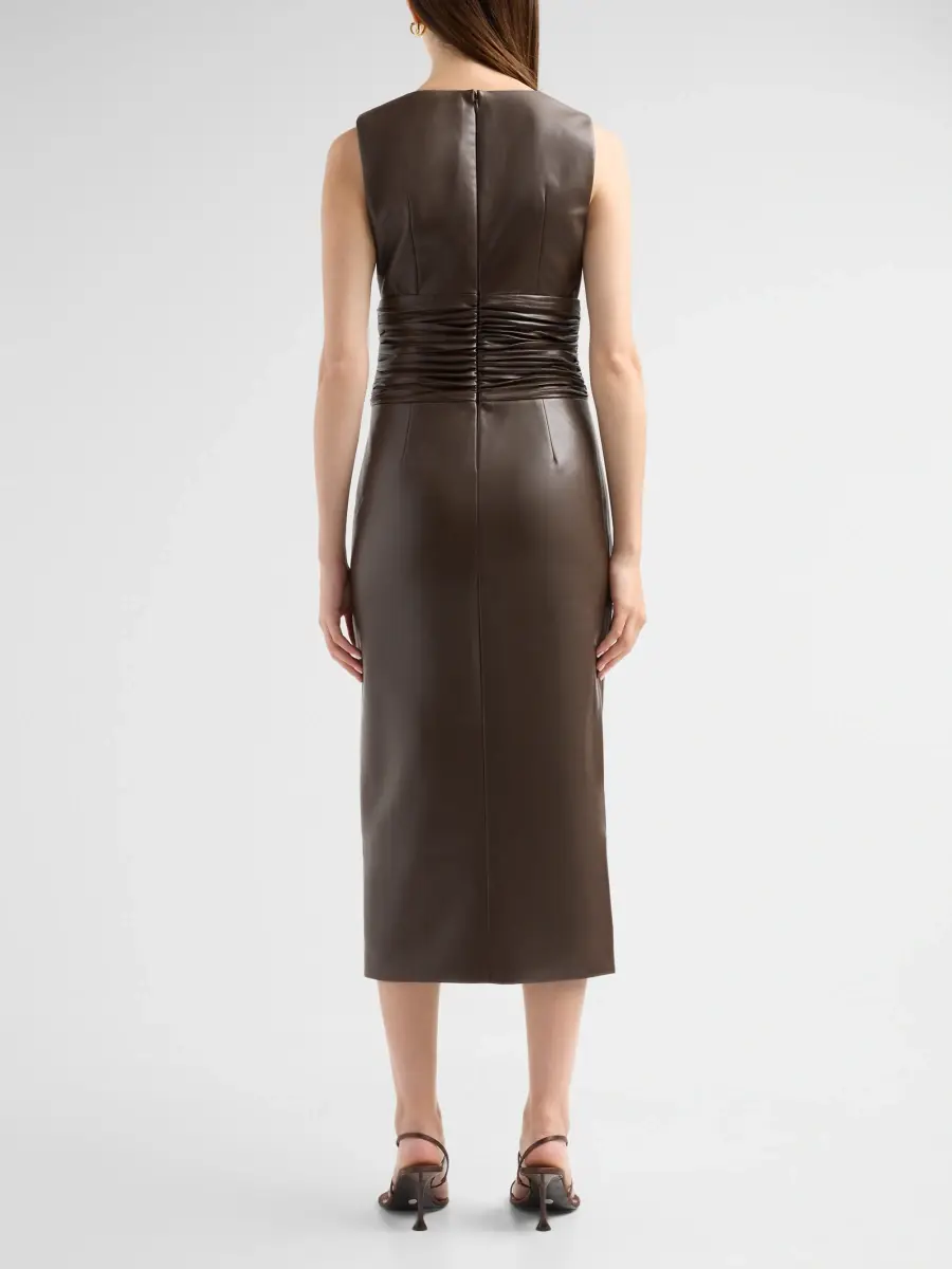 Toccin Women's Fabiana V-Neck Ruched Midi Dress | Thumbnail 3 Toccin Women's Fabiana V-Neck Ruched Midi Dress | Thumbnail 3