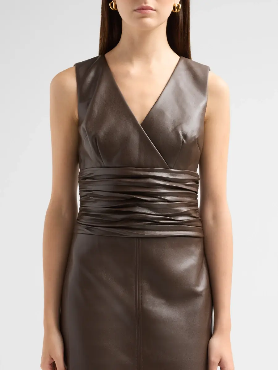 Toccin Women's Fabiana V-Neck Ruched Midi Dress | Thumbnail 5 Toccin Women's Fabiana V-Neck Ruched Midi Dress | Thumbnail 5