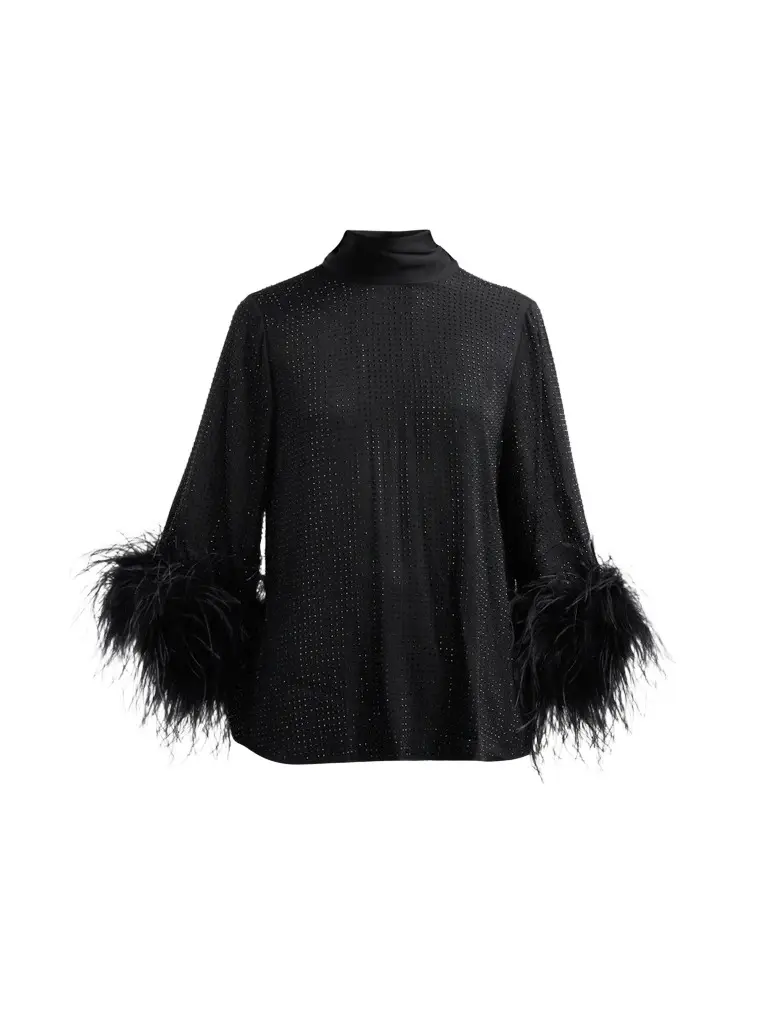 Ungaro Women's Claire Feather-Trim Embellished Blouse