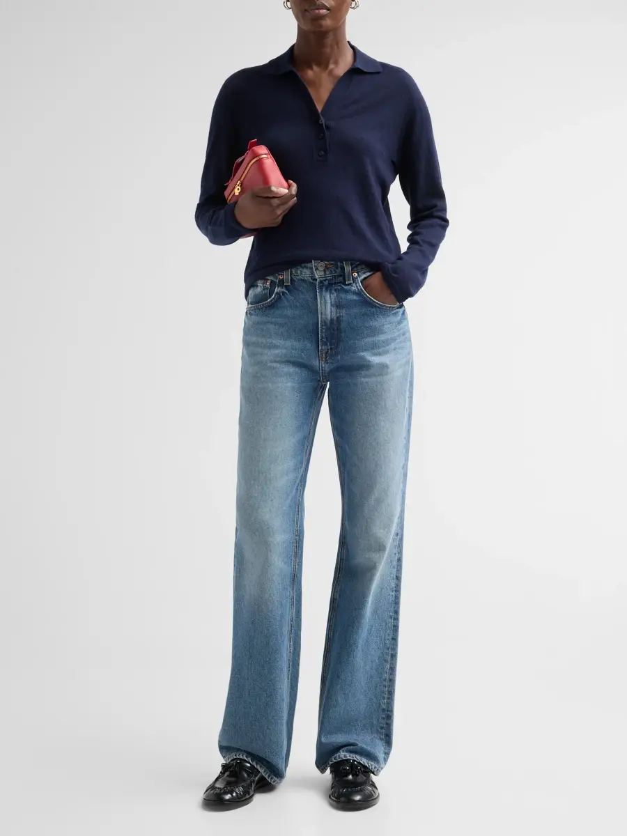 MAJESTIC FILATURES Women's Machine Washable Cashmere Long-Sleeve Polo Top | Thumbnail 2
