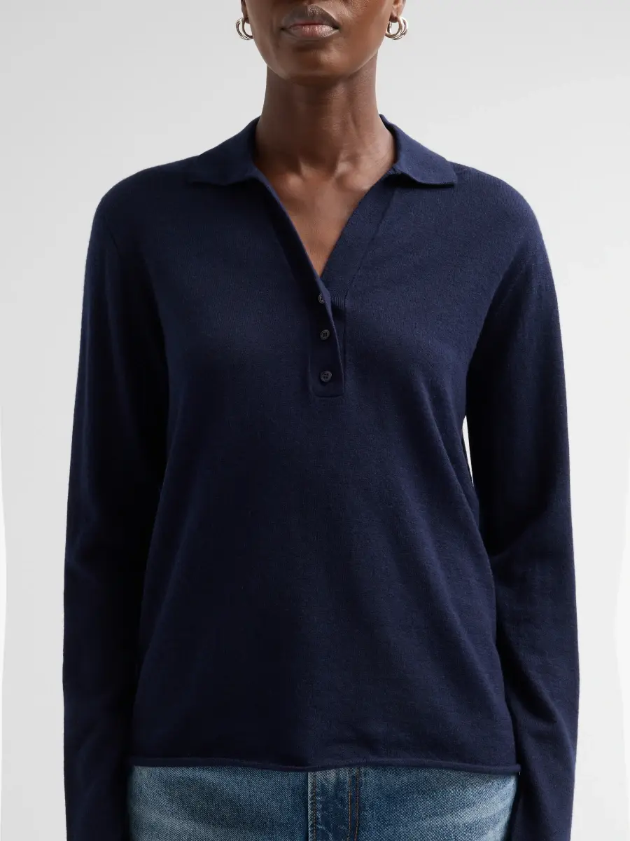 MAJESTIC FILATURES Women's Machine Washable Cashmere Long-Sleeve Polo Top | Thumbnail 5