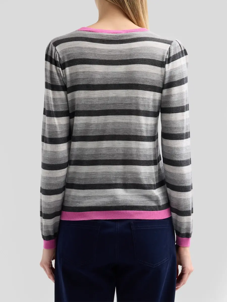 MAISON COMMON Women's Lightweight Striped Wool Sweater | Thumbnail 3 MAISON COMMON Women's Lightweight Striped Wool Sweater | Thumbnail 3