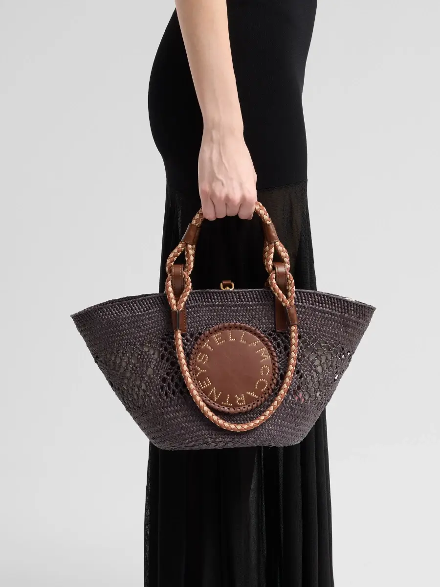 Stella McCartney Women's High Summer Small Logo Raffia Basket Tote Bag | Thumbnail 4 Stella McCartney Women's High Summer Small Logo Raffia Basket Tote Bag | Thumbnail 4
