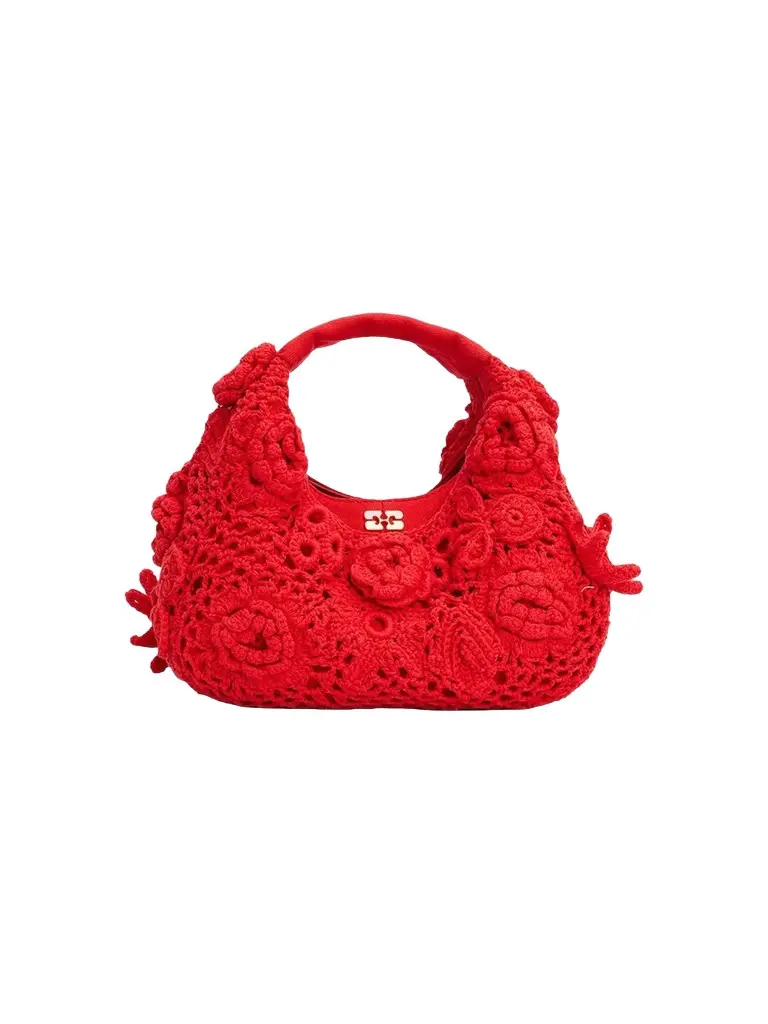 Ganni Women's Mini Crocheted Hobo Bag