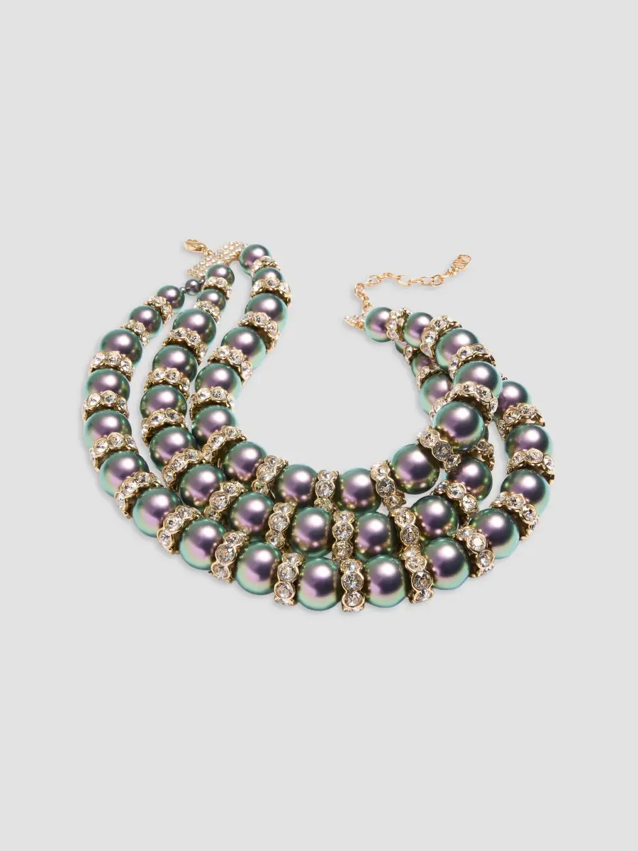Valentino Women's Hypergoutte Necklace in Metal and Resin with Crystals - Gold Multicolor | Thumbnail 4 Valentino Women's Hypergoutte Necklace in Metal and Resin with Crystals - Gold Multicolor | Thumbnail 4