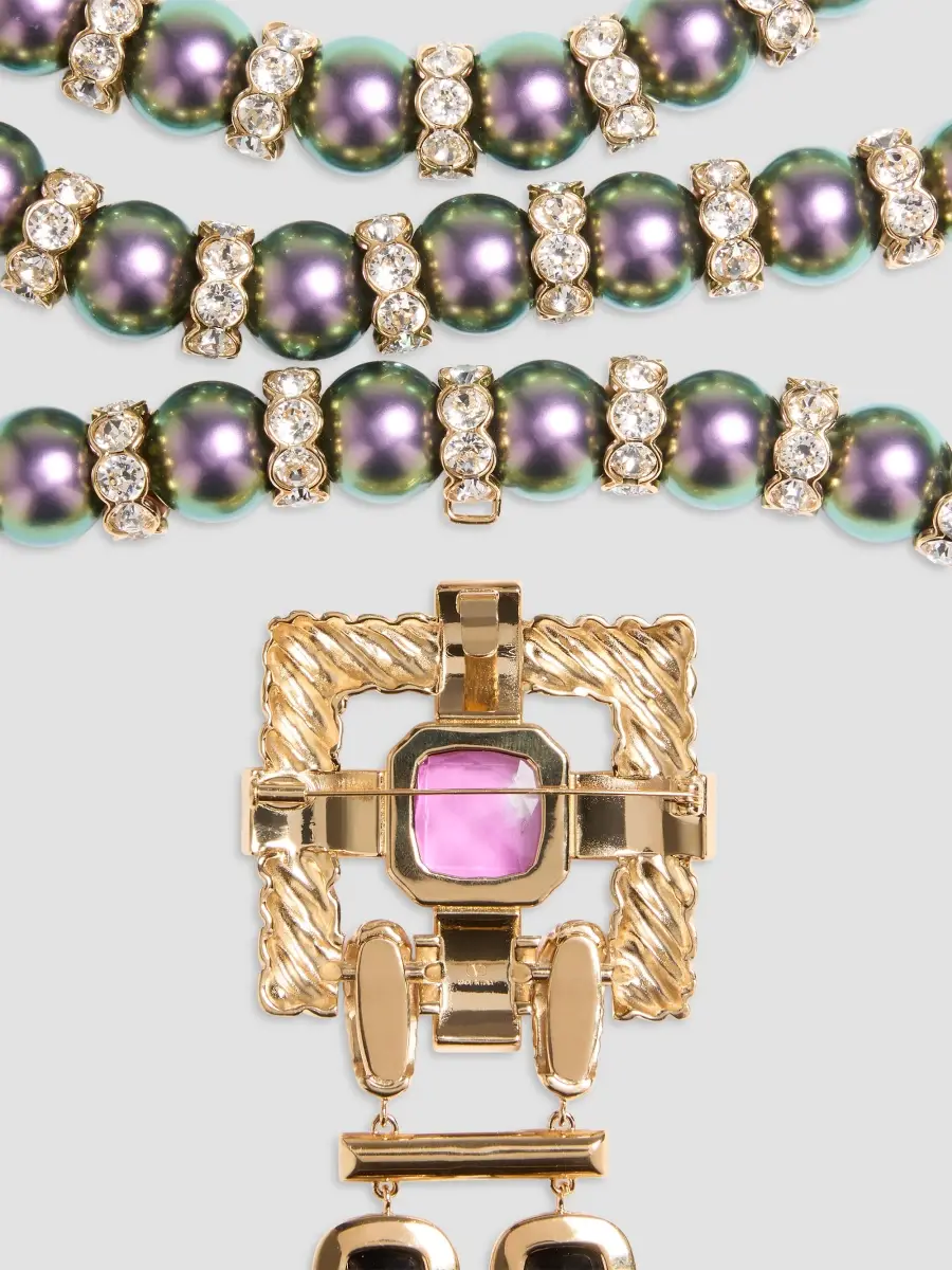 Valentino Women's Hypergoutte Necklace in Metal and Resin with Crystals - Gold Multicolor | Thumbnail 5 Valentino Women's Hypergoutte Necklace in Metal and Resin with Crystals - Gold Multicolor | Thumbnail 5