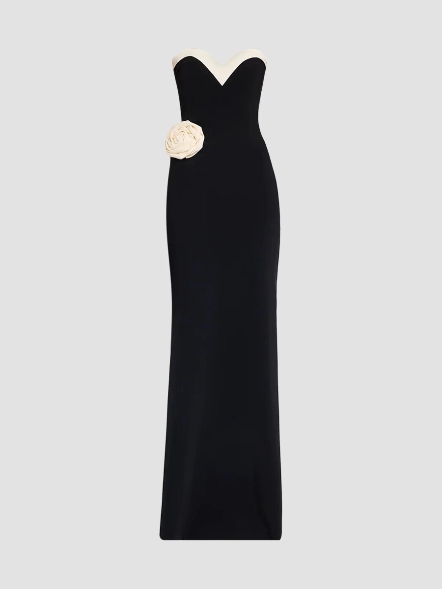 Chiara Boni La Petite Robe Women's Wisdra Flower Appliqué Strapless Column Gown