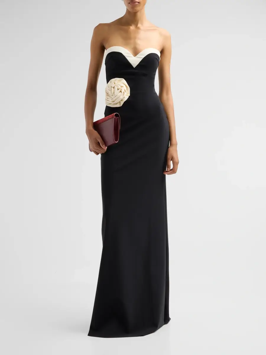 Chiara Boni La Petite Robe Women's Wisdra Flower Appliqué Strapless Column Gown | Thumbnail 2