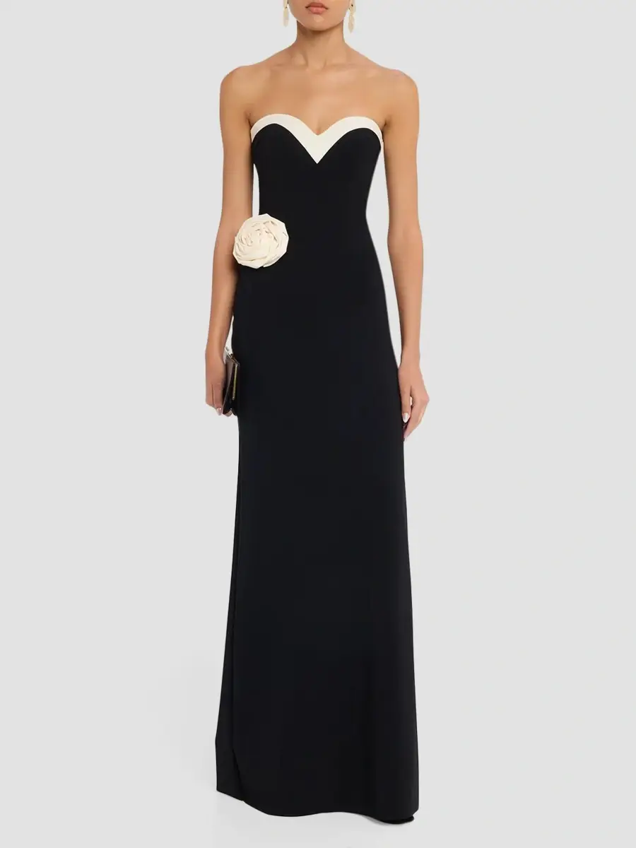 Chiara Boni La Petite Robe Women's Wisdra Flower Appliqué Strapless Column Gown | Thumbnail 3