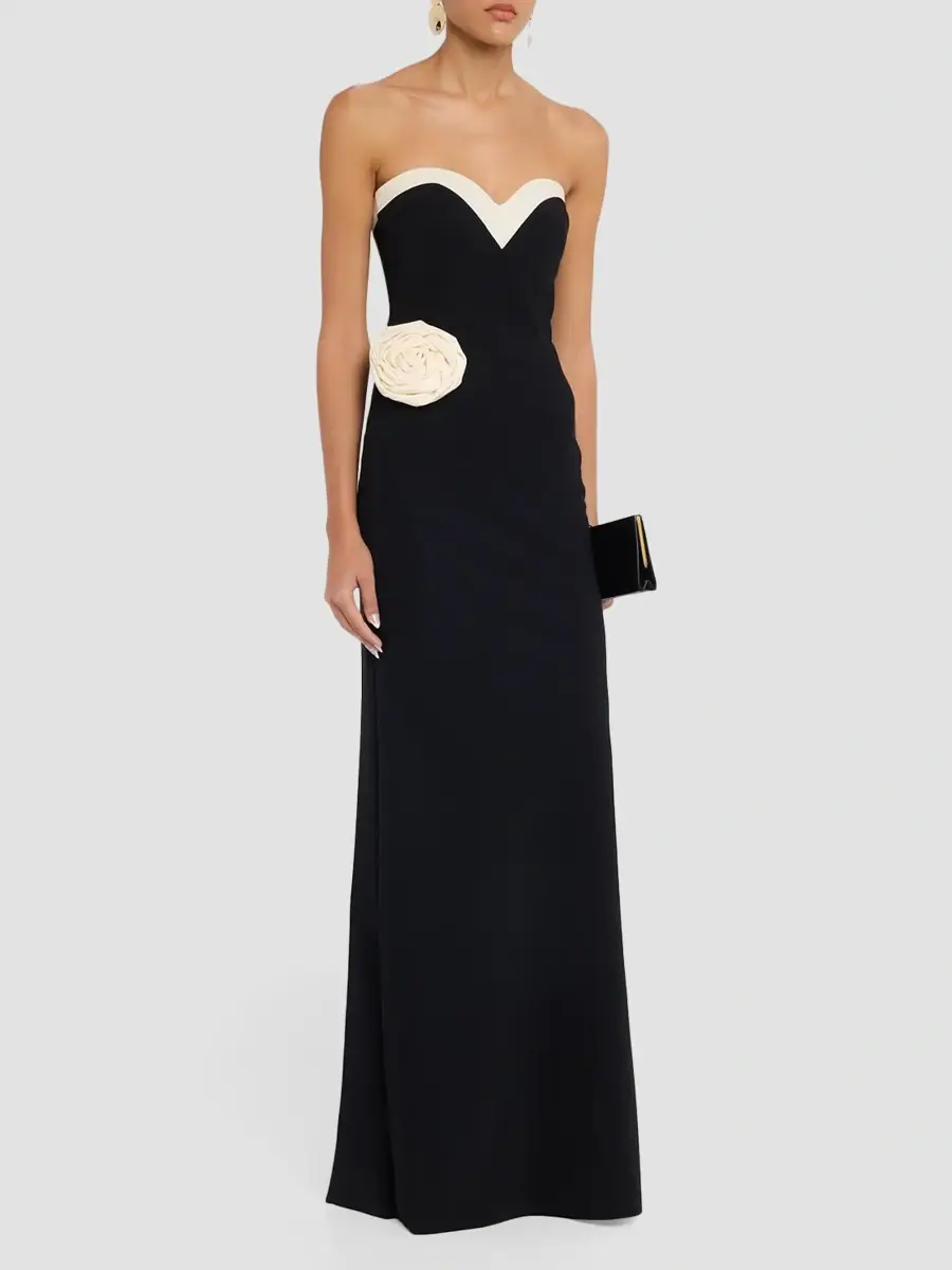Chiara Boni La Petite Robe Women's Wisdra Flower Appliqué Strapless Column Gown | Thumbnail 5