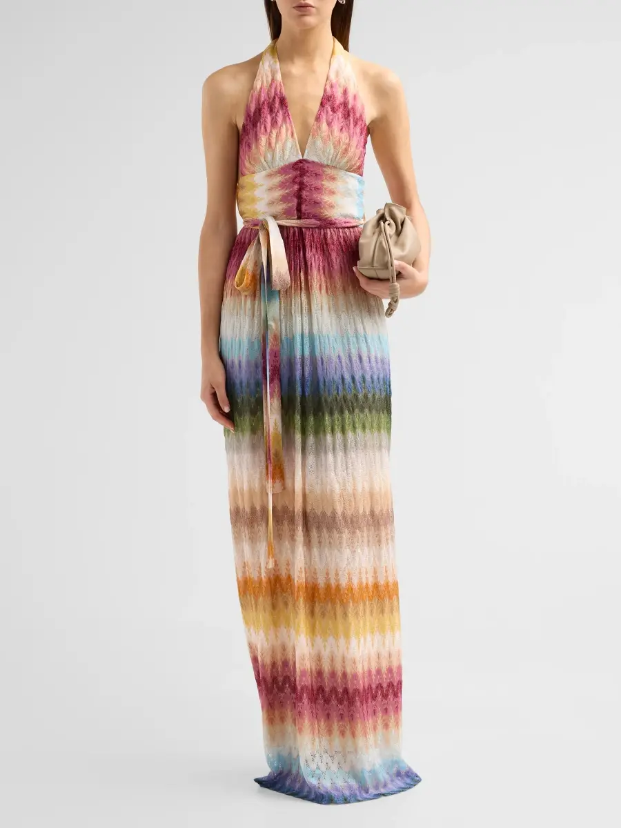 Missoni Women's Chevron Stripe Halter Neck Maxi Dress | Thumbnail 2