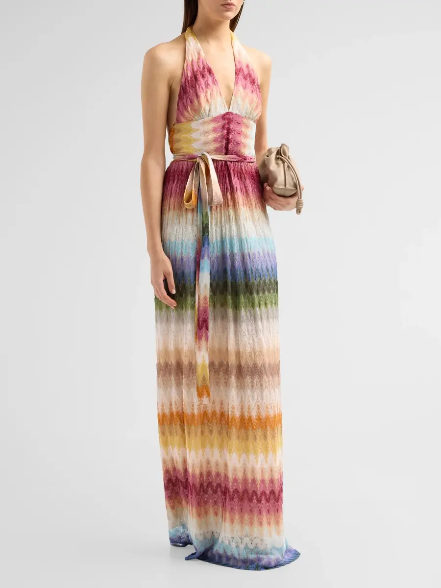 Missoni Women's Chevron Stripe Halter Neck Maxi Dress | Thumbnail 4