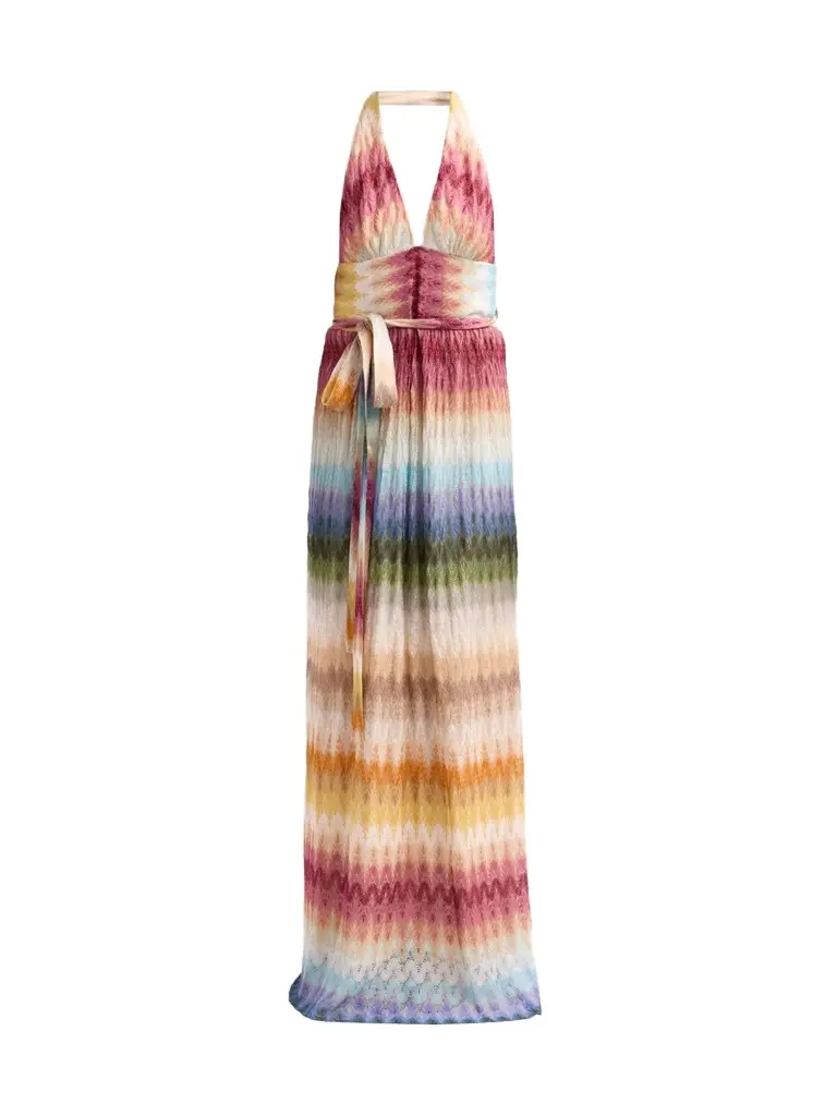 Missoni Women's Chevron Stripe Halter Neck Maxi Dress